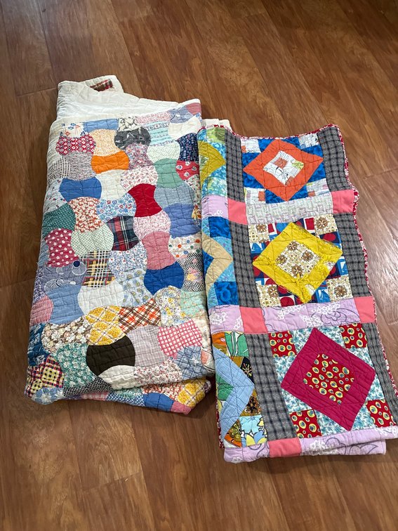Two Handmade  Quilts, One Needing Repair