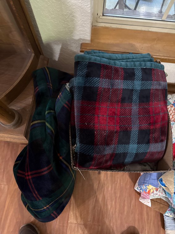 Plaid Throw Blankets and Curtains Lot