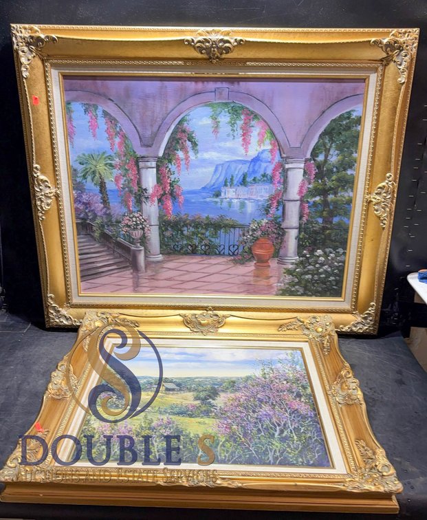 Framed Landscape Paintings Set of Two