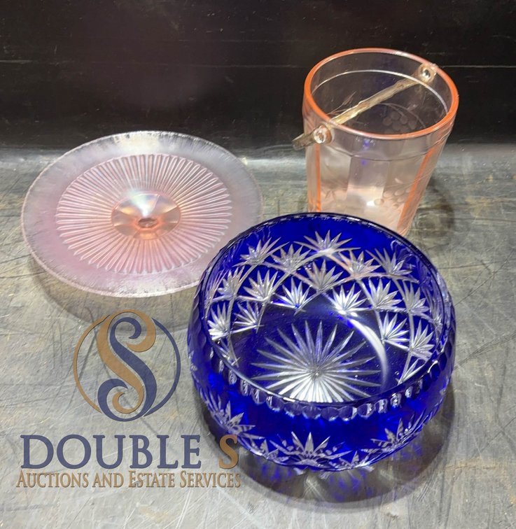Three Assorted Glass Bowls and Pail