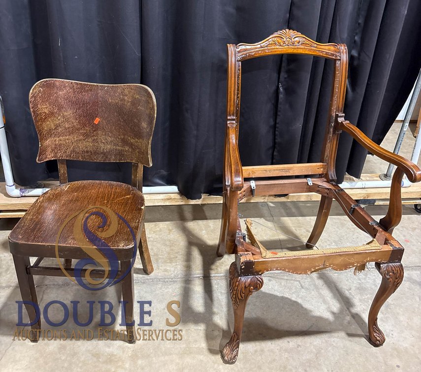 Wood Chairs, One Side and One Ornate