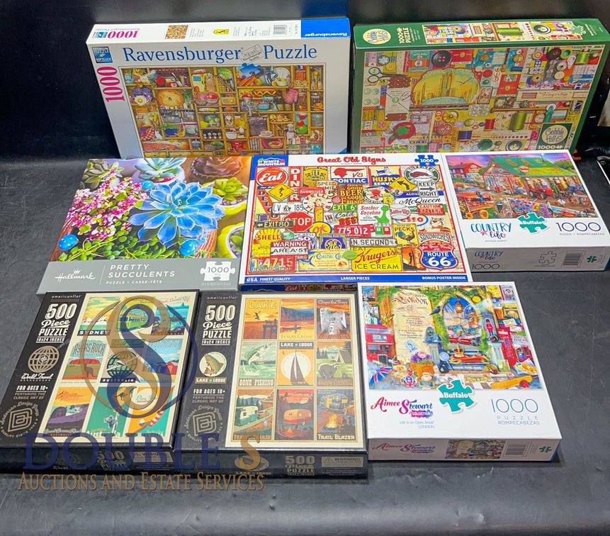 Jigsaw Puzzle Lot, 8 Boxes, 100-1000
