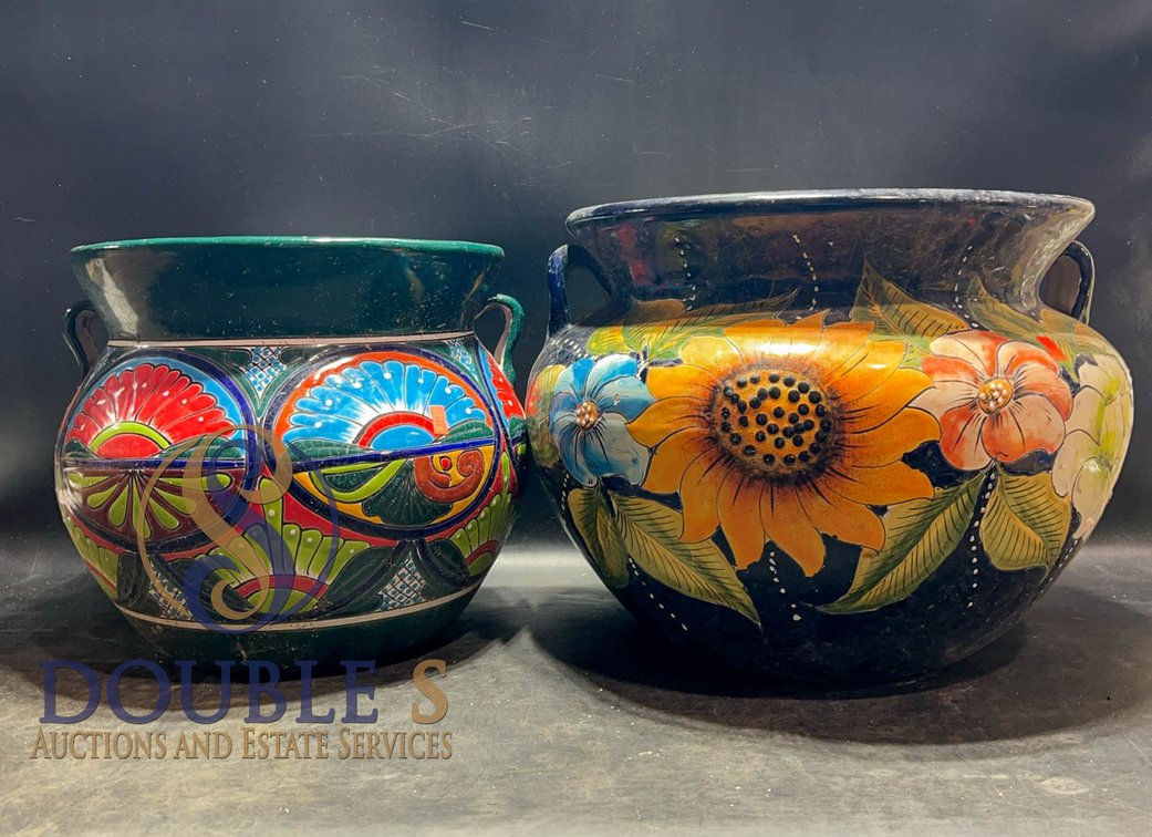 Hand-Painted Mexican Pottery Planters