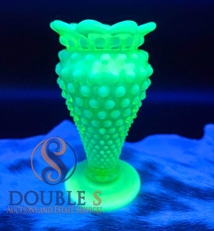 Fenton Hobnail Vaseline Glass Vase