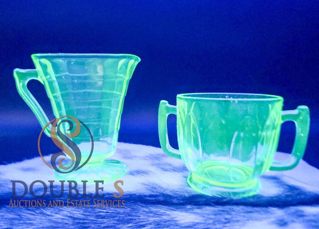 Uranium Glass Sugar and Creamer