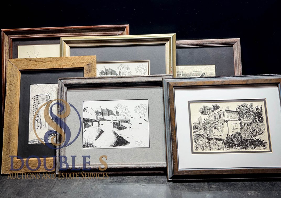 Framed Gary Dunn Pen and Ink Prints Set