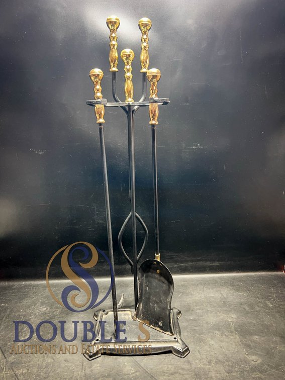 Brass and Iron Fireplace Tool Set