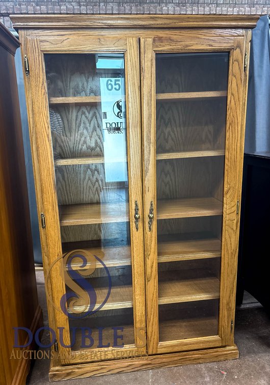 Glass Front Oak Display Cabinet