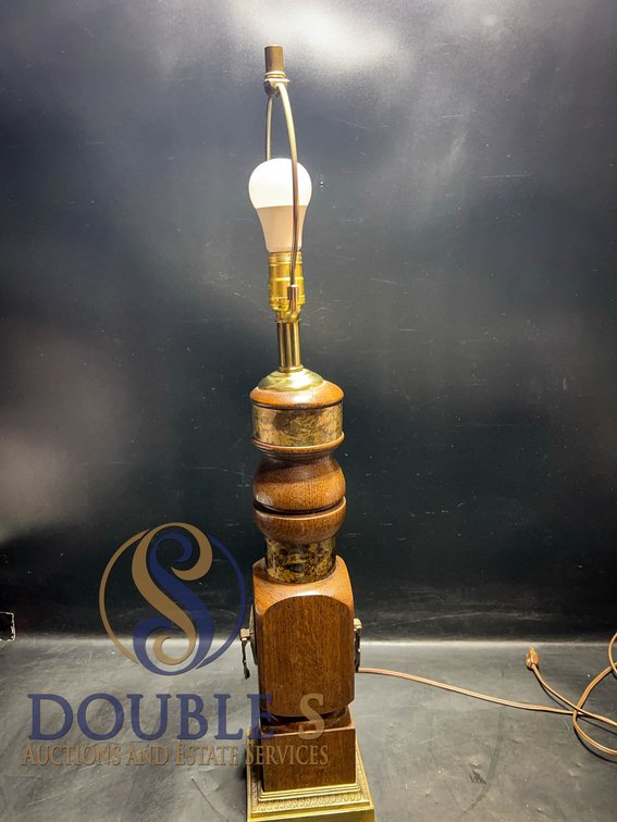 Working Mid-Century Wooden Table Lamp