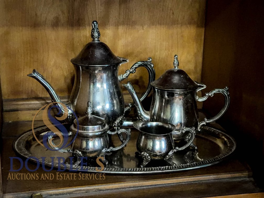 Silver Plate Tea and Coffee Set with Tray