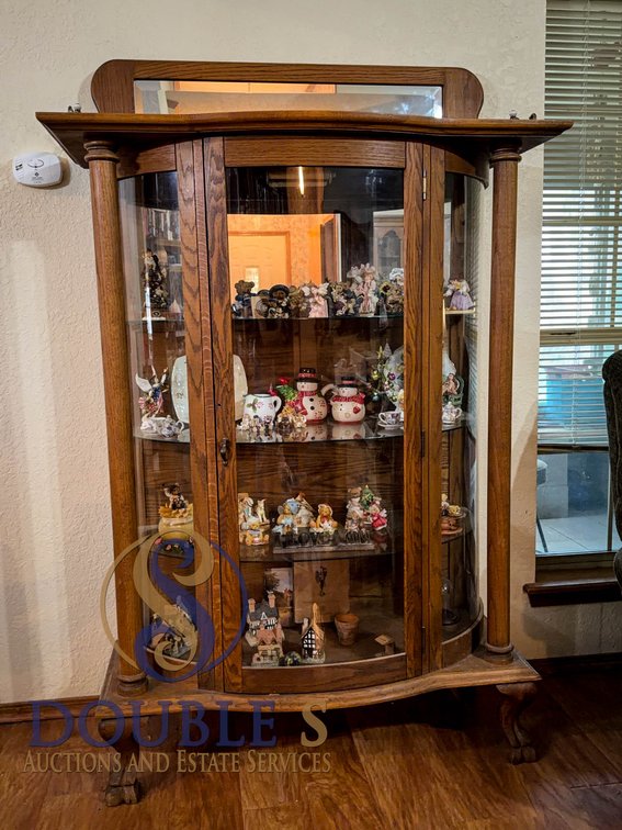 Holman Glass-Front Oak Display Cabinet
