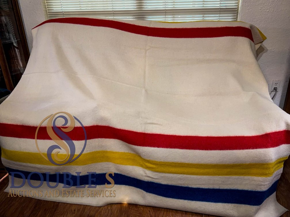 Wool Blanket with Multicolor Stripes 76x78”