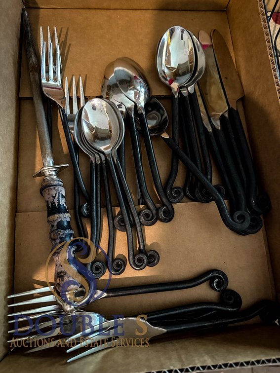 Forged Iron Flatware Set With Scroll Handles