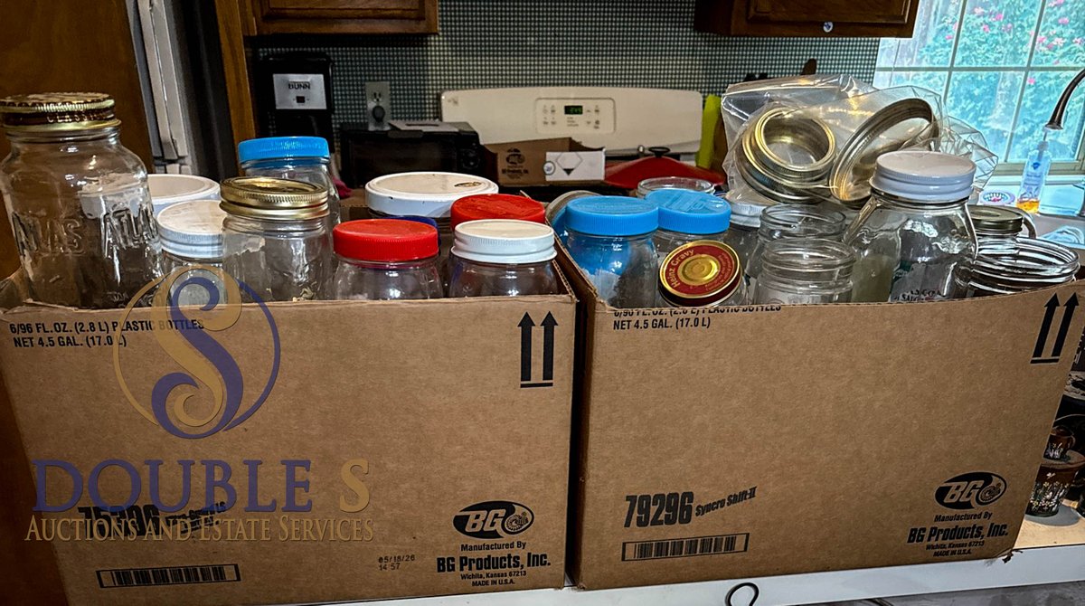 Two Boxes of Assorted Glass Jars