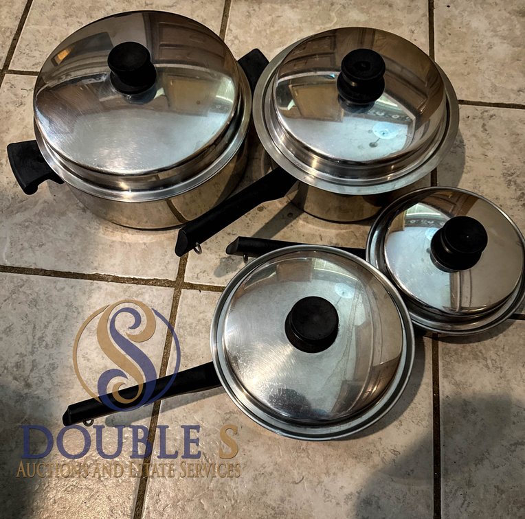 Four Stainless Steel Sauce Pans