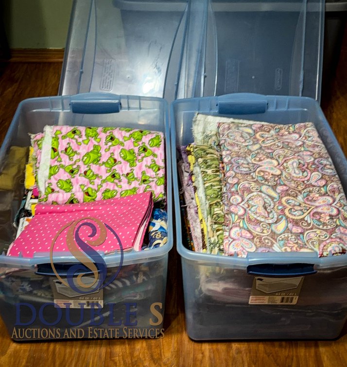 Two Plastic Containers of Fabric Assortment