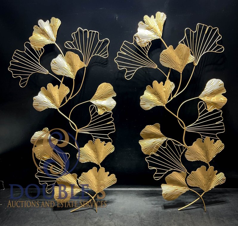 Gold Metal Ginkgo Leaf Wall Sculptur