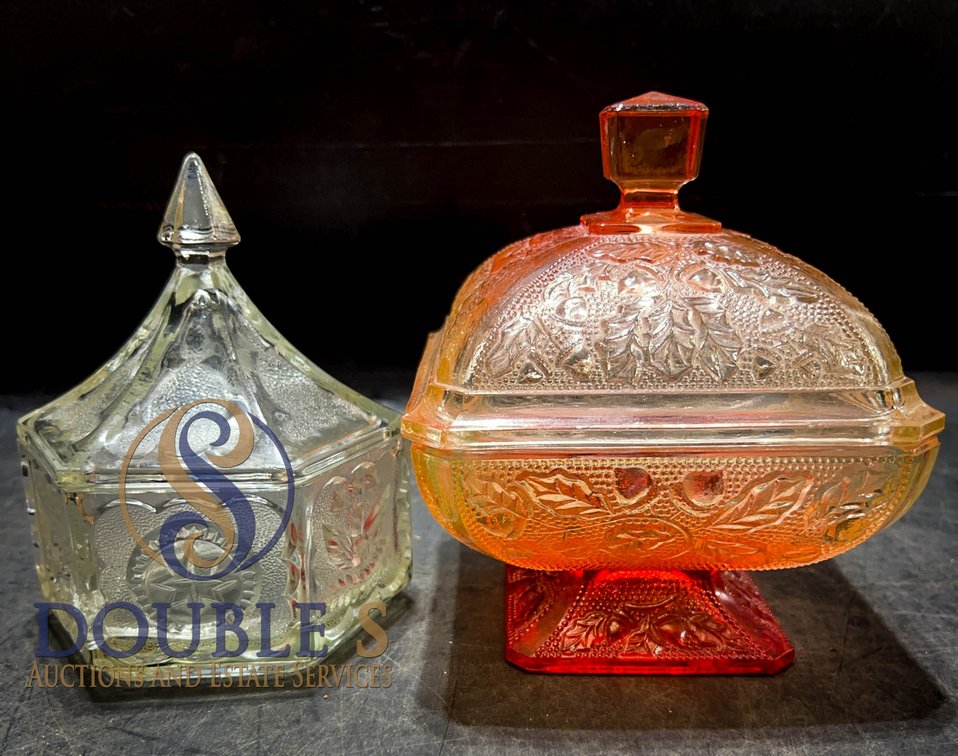 Pressed Glass Lidded Dishes