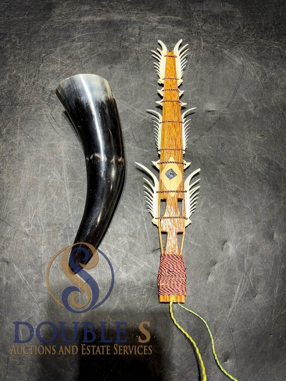 Decorative Horn and Shark Tooth Dagger Pair