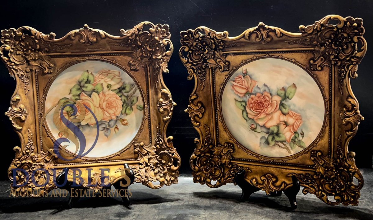 Holiday China Germany Floral Plates Pair