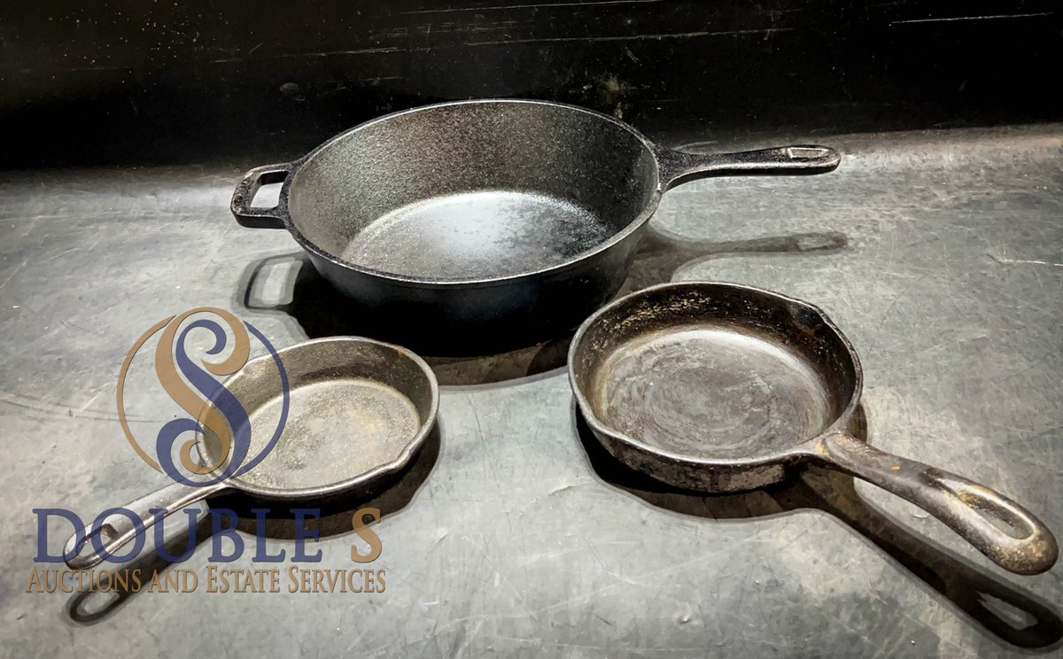 3 Cast Iron Skillets, Mixed Brands