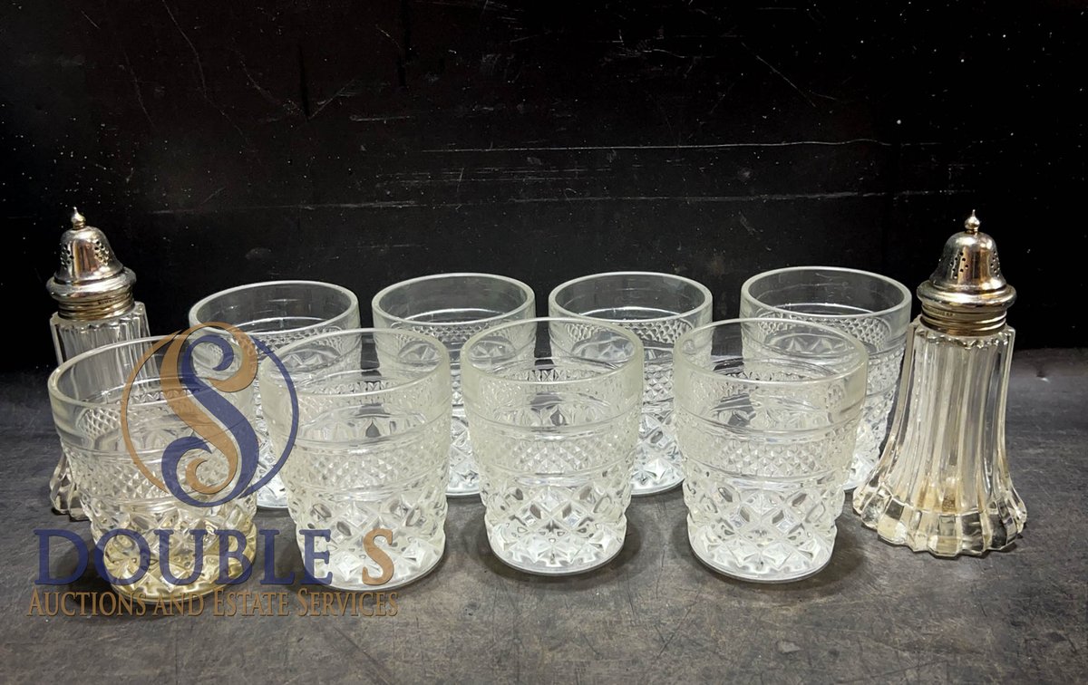 Pressed Glass Tumblers and Shakers Set
