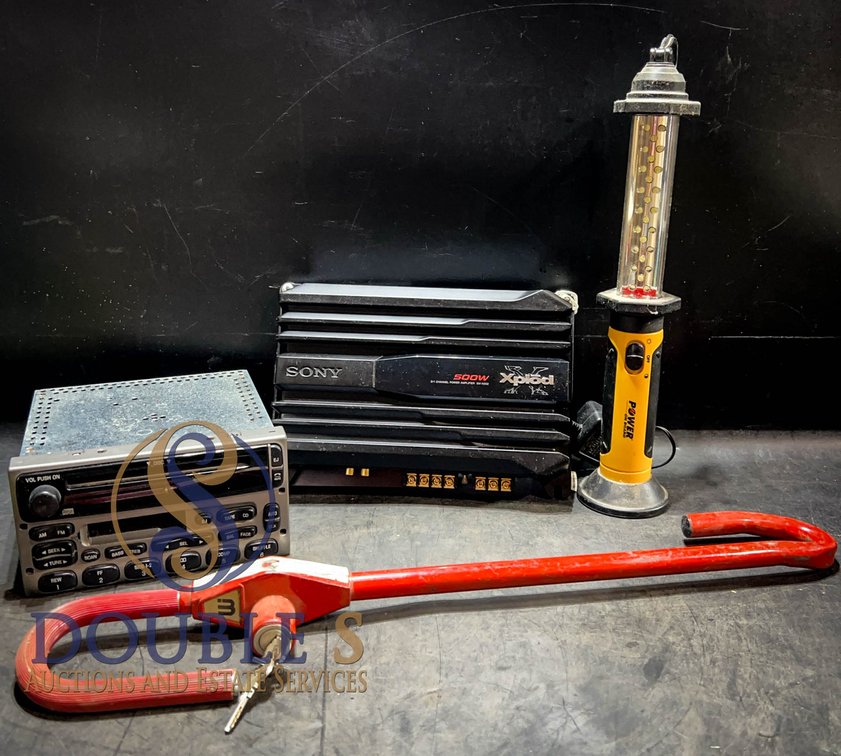 Car Audio Lot: Sony Amp, Ford Stereo, Tools