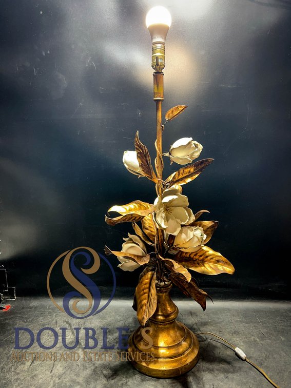Gilt Metal Floral Table Lamp w