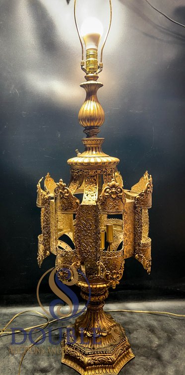 Large Ornate Brass Table Lamp