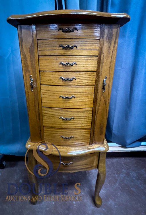 Wood Jewelry Armoire with Mirror and Drawers