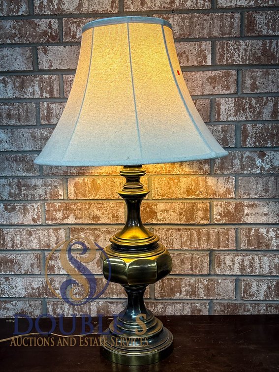 Brass and Metal Table Lamp with Fabric Shade