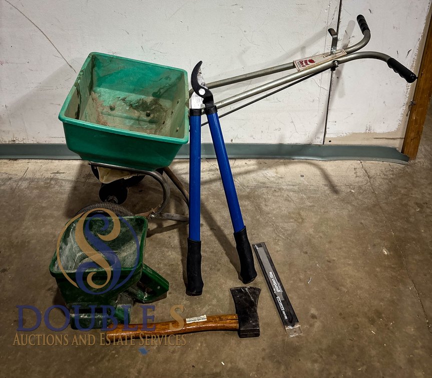 Garden Tools Including Seed Spreaders, Lopper