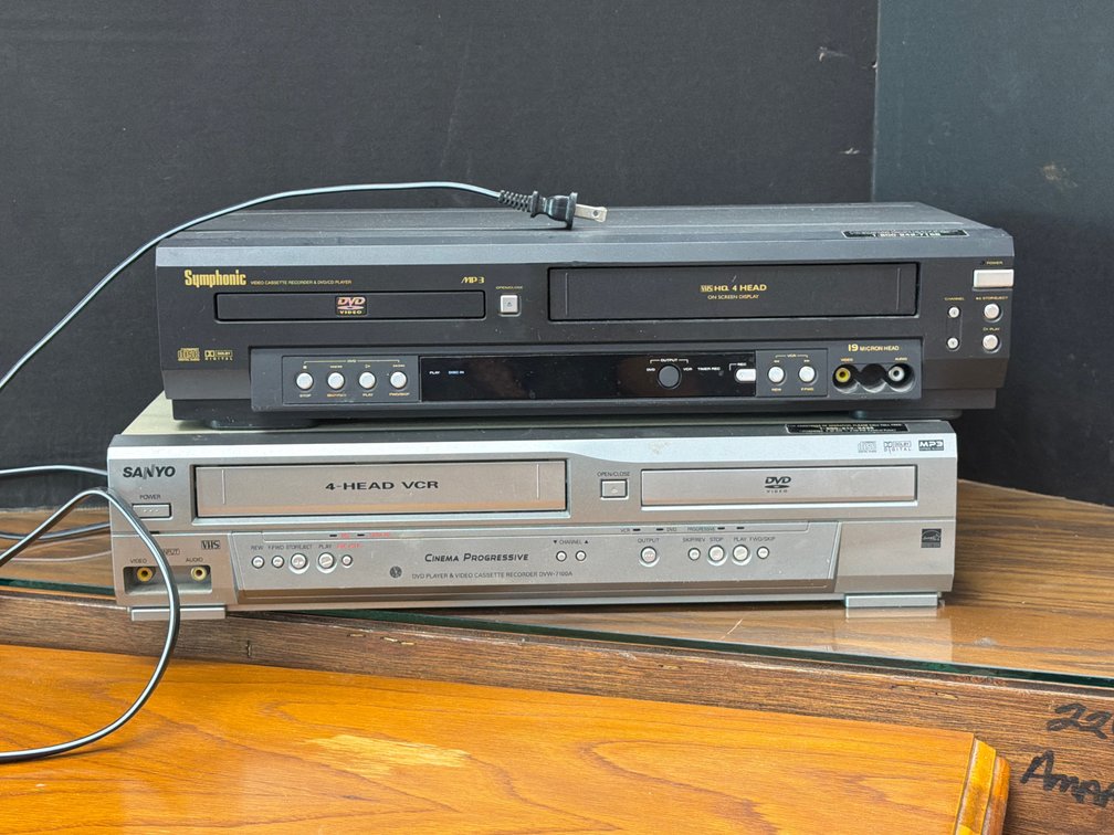 Sanyo and Symphonic VCR and DVD player and