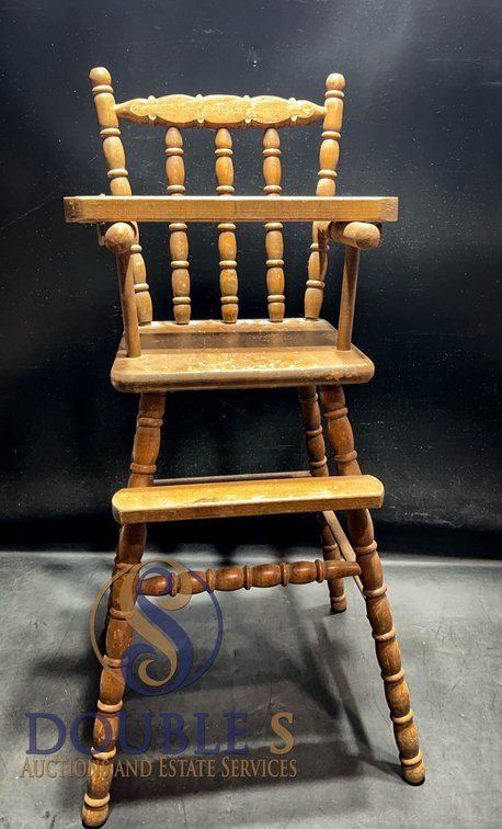 Turned Wood High Chair with Tray