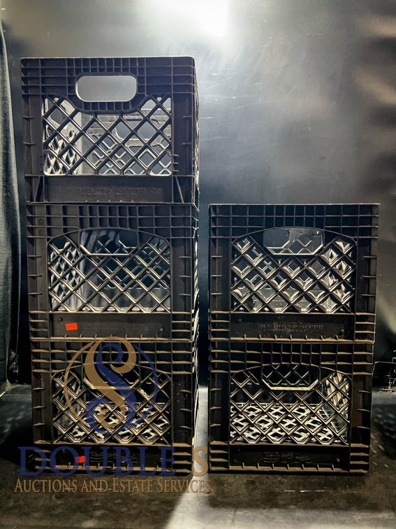 5 Black Plastic Crates 13"x11"