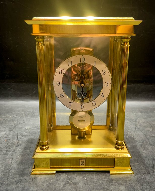 Brass and Glass Mantel Clock with Pendulum