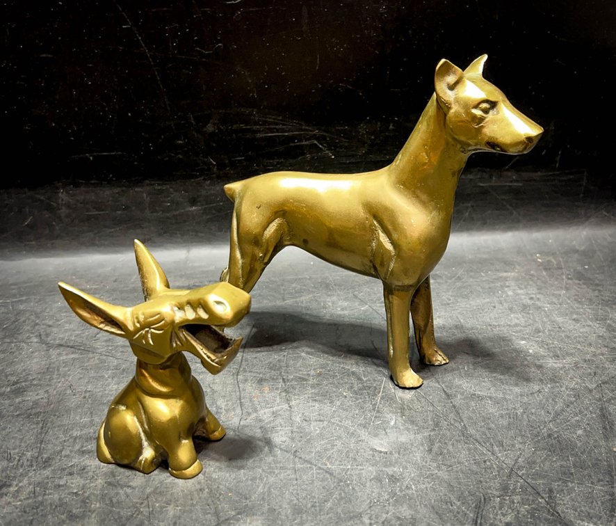Brass Dog and Donkey Figurines