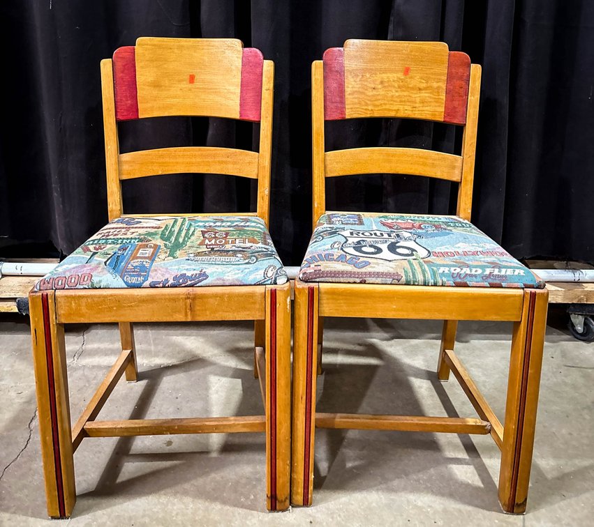 Wood Chairs with Route 66 Upholstery