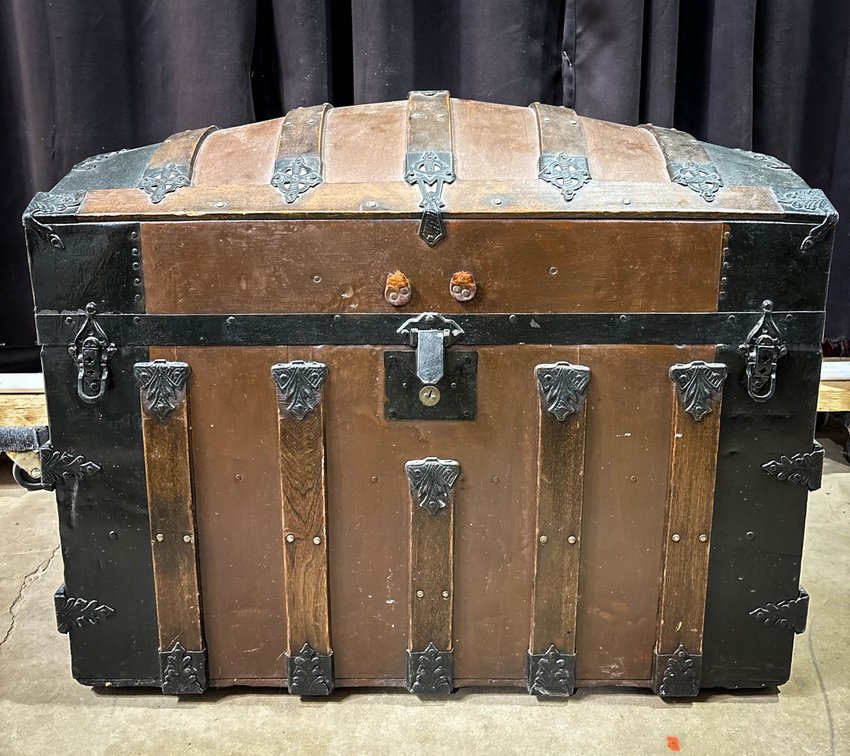Wood and Metal Dome-Top Trunk 33x20x27 Inches