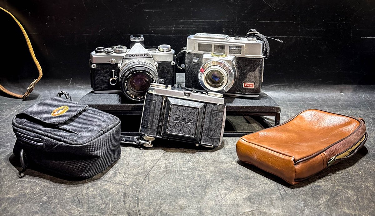 Olympus OM-1, Kodak Retinette, and Kodak Auto