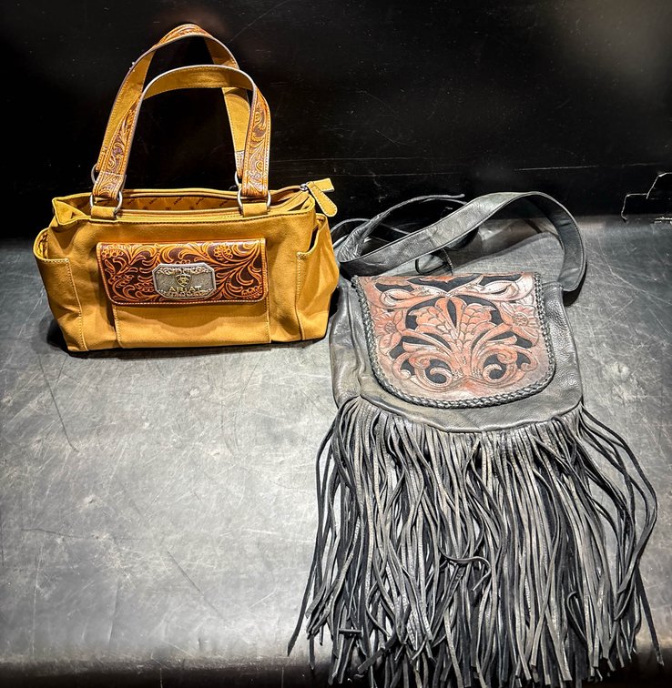 Ariat Tooled Tote and Leather Fringe Bag
