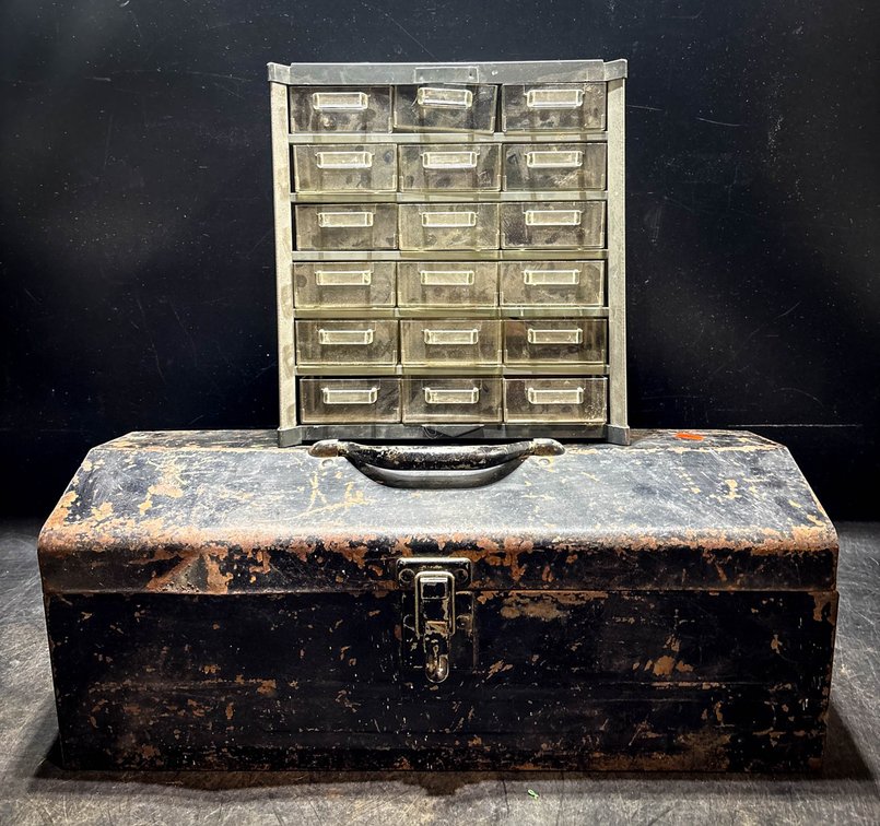 Metal Toolbox with Assorted Hand Tools and 18
