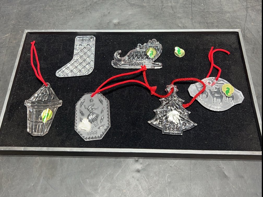 Six Waterford Crystal Holiday Ornaments