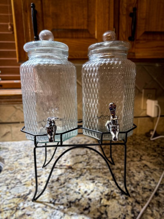 2 Textured Glass Beverage Dispensers