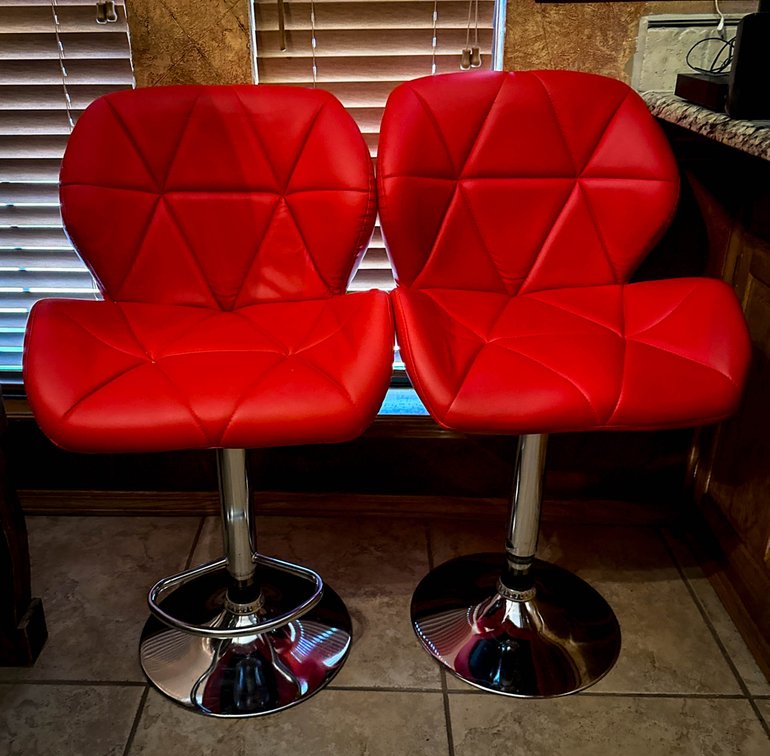 Red Faux Leather Swivel Bar Stools