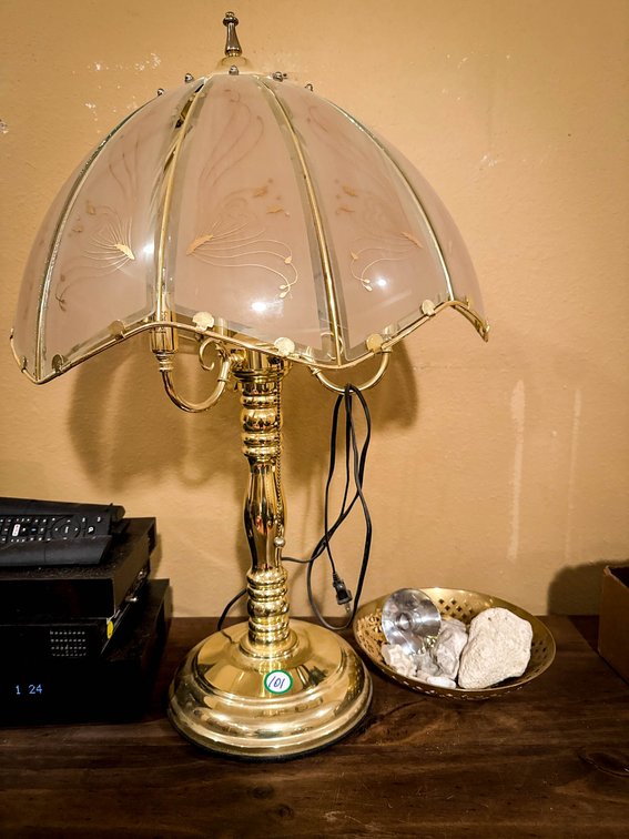 Brass Table Lamp With Glass Shade