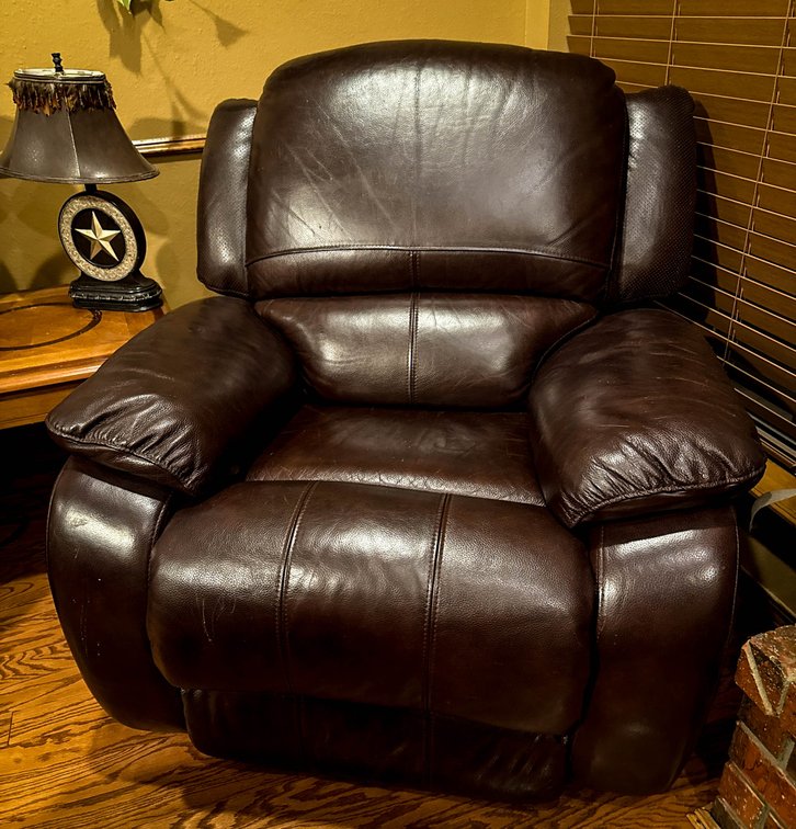 Brown Leather Recliner Chair Needs Repair