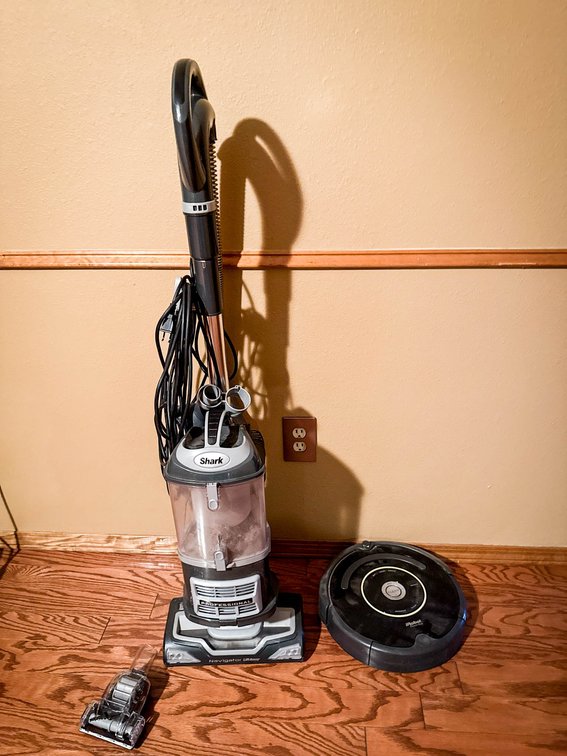 Shark Upright Vacuum and iRobot Roomba Bundle