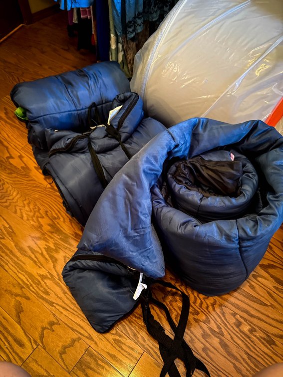3 Blue Sleeping Bags