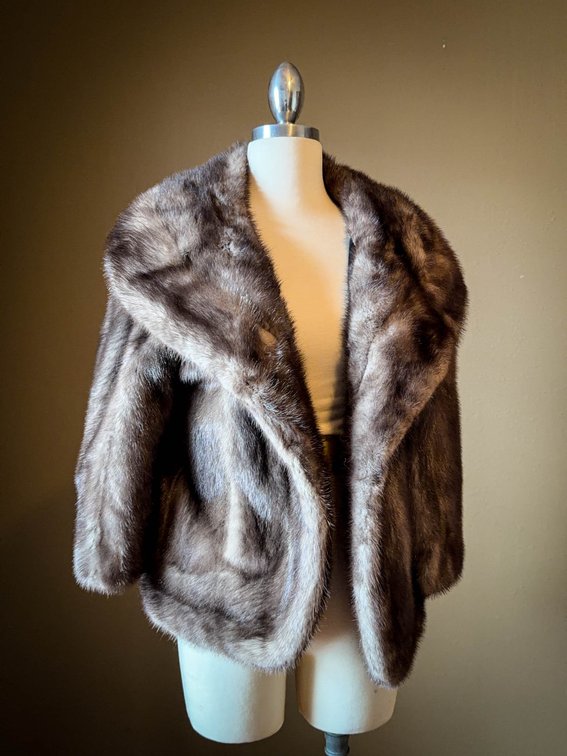 Brown Mink Fur Jacket with Patterned Lining